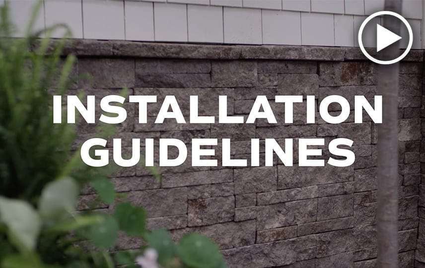 Installation Guidelines text over image of Evolve Stone installed on exterior of house