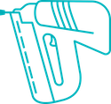 teal nail gun graphic for quick installation icon