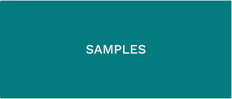 white text that says SAMPLES over teal background